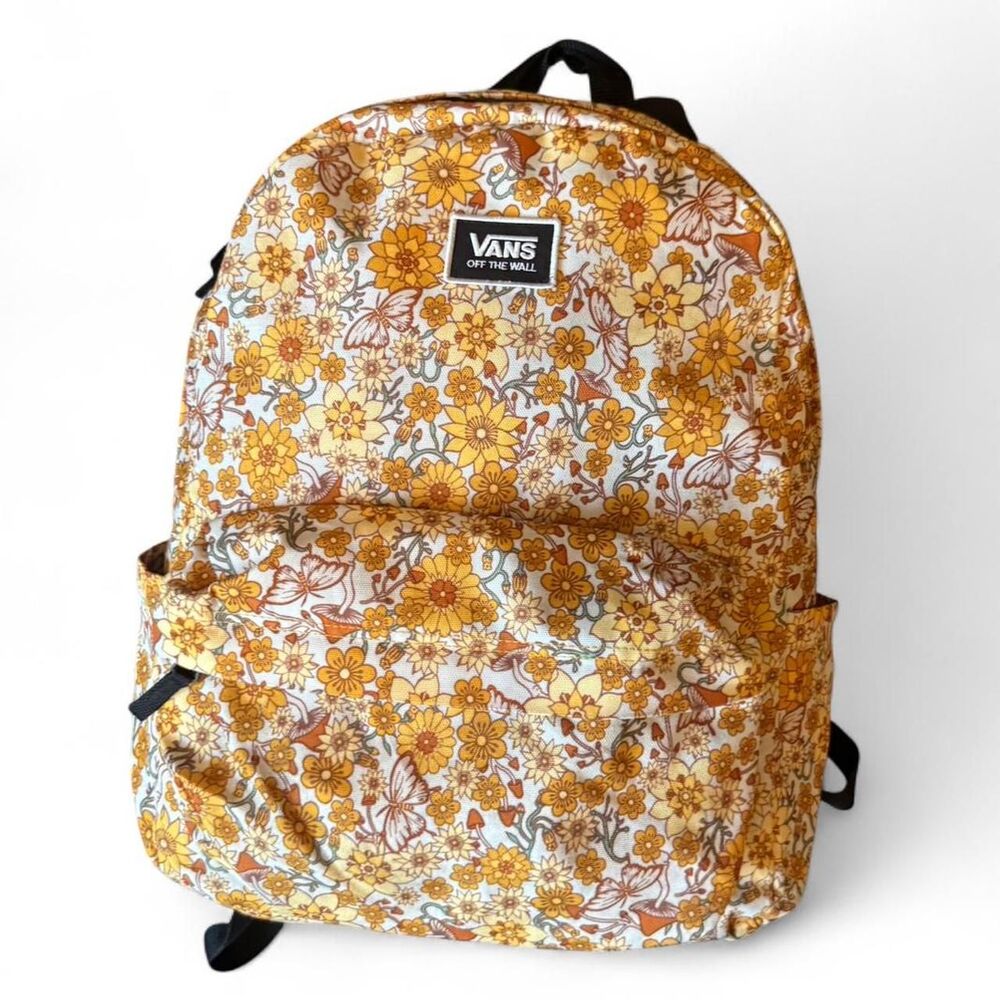 Vans Trippy Floral Backpack Old Skool H2O Orange Yellow School Bookbag